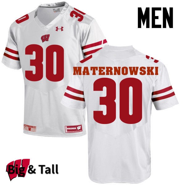 Wisconsin Badgers Men's #30 Aaron Maternowski NCAA Under Armour Authentic White Big & Tall College Stitched Football Jersey GQ40I57KZ